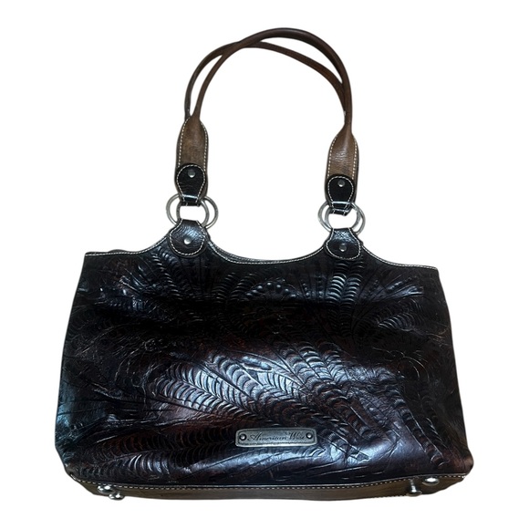 American West Mohave Canyon Silver Tone Studs Leather Western Overlay Purse - Picture 2 of 13